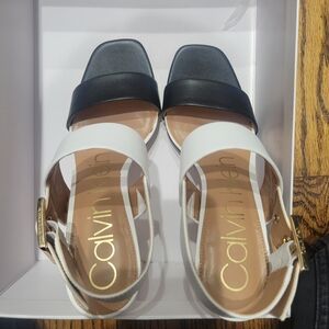 Calvin Klein Black and White Women's Sandals